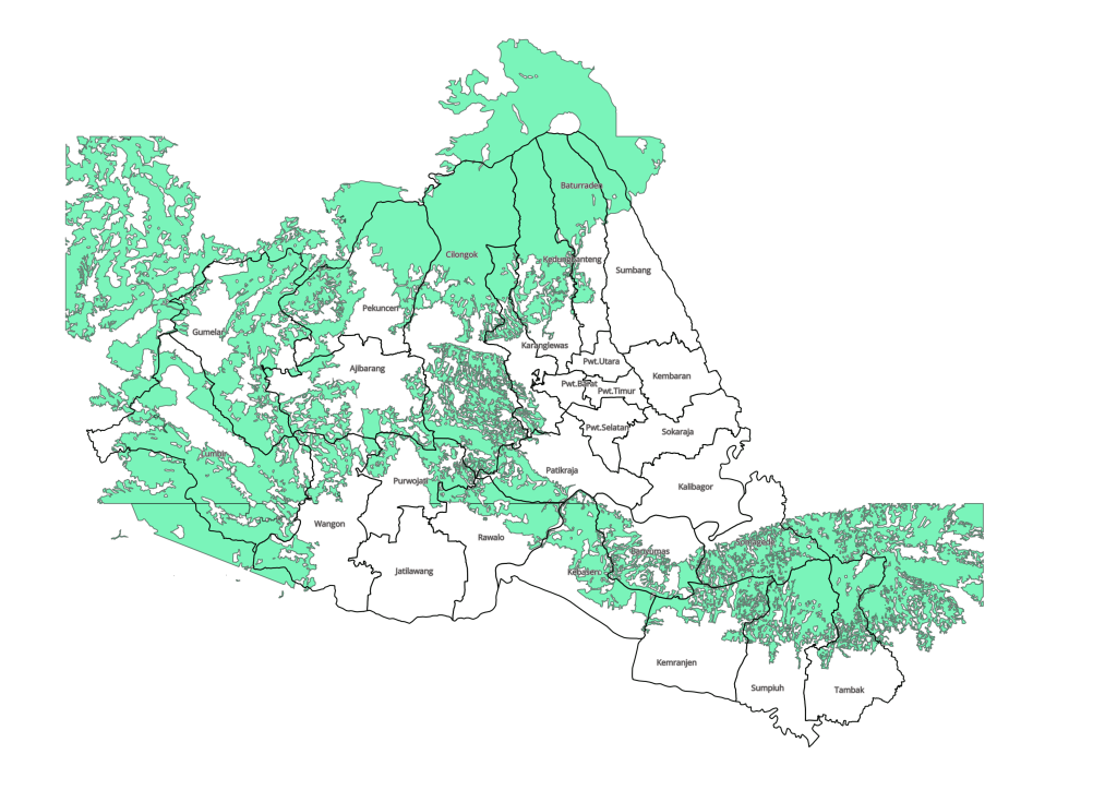 kawasan hutan menurut kecamatan di kabupaten banyumas